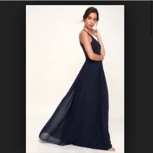 Navy maxi dress lulu’s XS halter bridesmaid